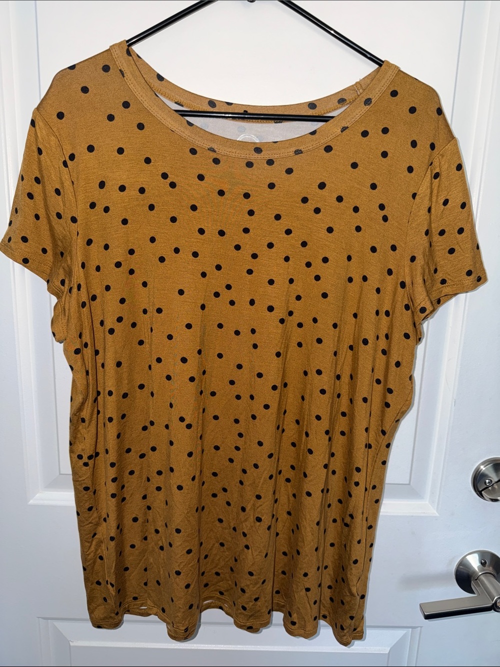 Maurices Mustard Polka Dot Short Sleeve Top